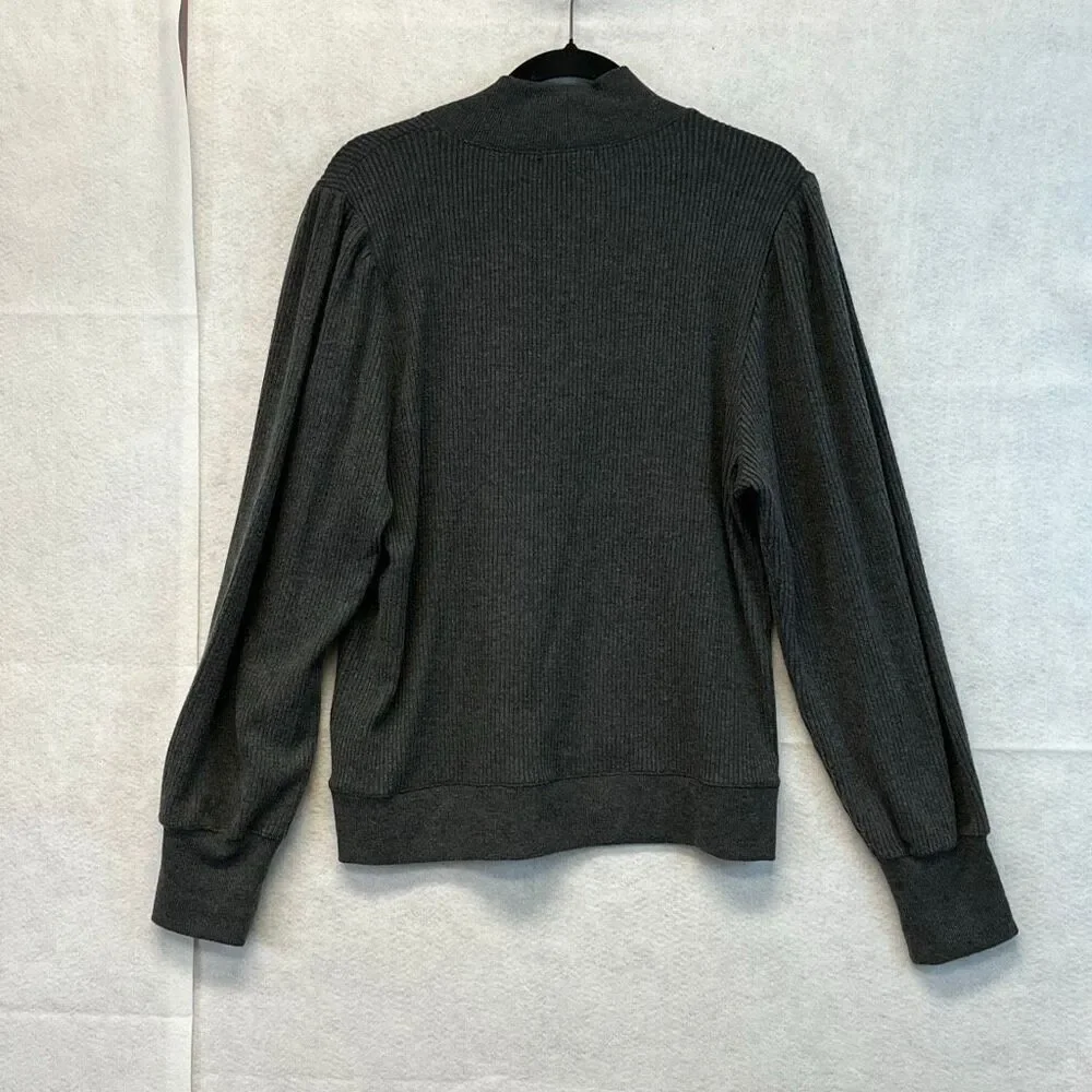 J. CREW Women’s Gray Mock Neck Ribbed Pullover Sweater XL Long Sleeve‎ Soft NWT